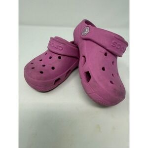 Crocs‎ Kids Clogs Size 8 Pink Classic Slip On Comfort Casual Shoes